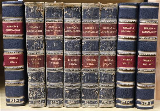 Herald and Genealogist (edited by John Gough Nichols), 8 vols, library stamps